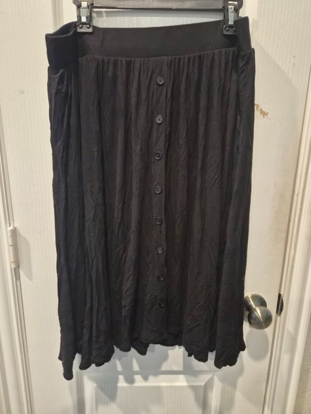 Torrid Black Button-Front Midi Skirt Comfort Elastic Waist Size 2 Plus
